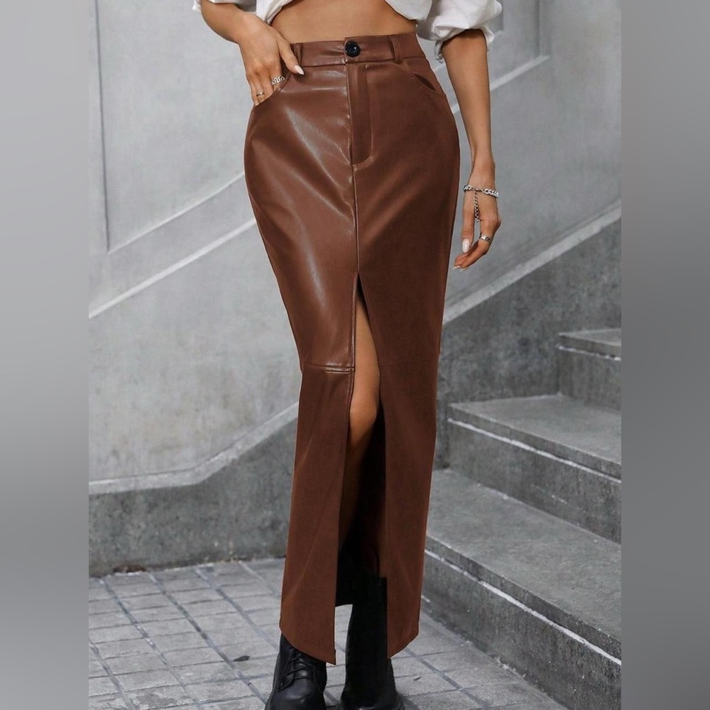 Brown Leather Skirt